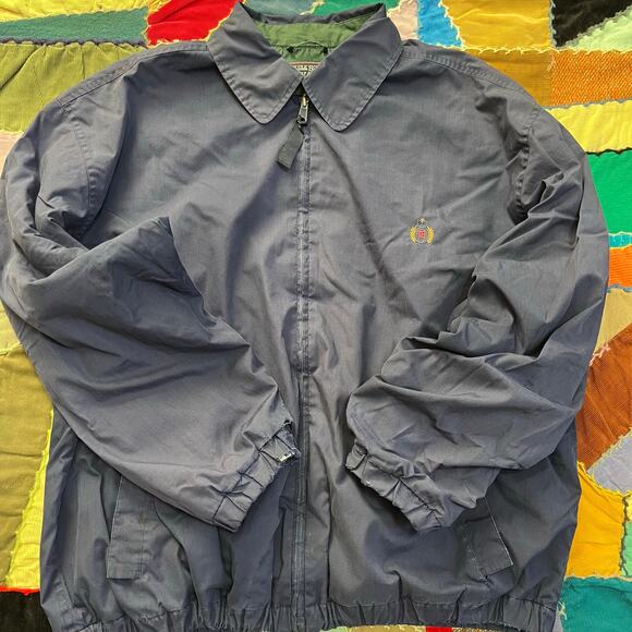 Vintage Bugle Boy Red Blanket Lined Navy Blue Full Zip Jacket Large - Picture 1 of 7